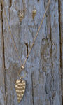 Hammered Heart Long Necklace Set , Gold, original image number 0