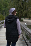 Quilted Diamond Fall-To-Winter Hooded Puffer Vest, Black, original image number 1