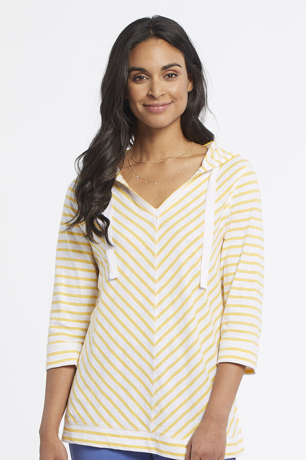 Stripe Hoodie  Cotton Sweater, , original image number 2