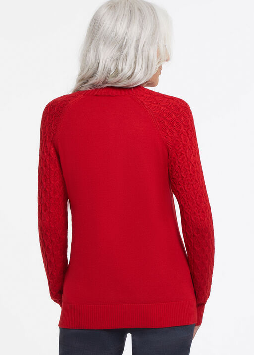 Pointelle Raglan Sweater, Red, original