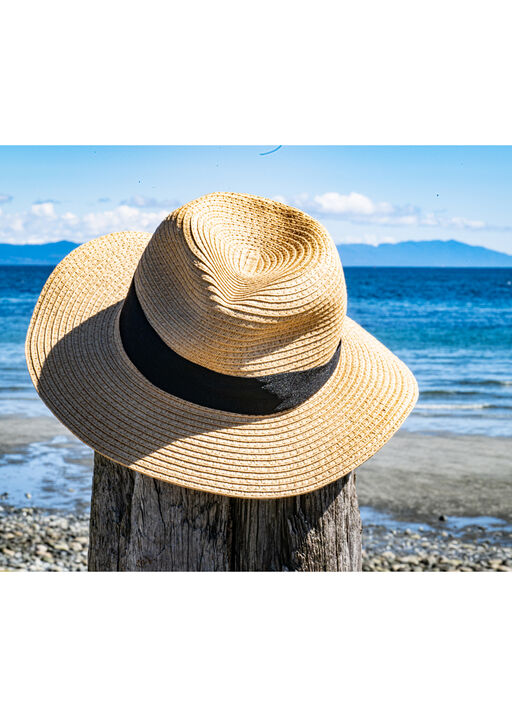 Woven Beach Hat w/ Trim, Natural, original
