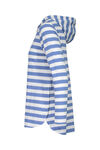 Striped Hooded Waffle Long Sleeve Top, Blue, original image number 5