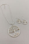Tree of Life Necklace and Earrings Set, Silver, original image number 0