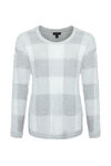 Plaid Eyelash Sweater, Grey, original image number 0
