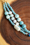 Multi Strand Beaded Necklace Set, Blue, original image number 2