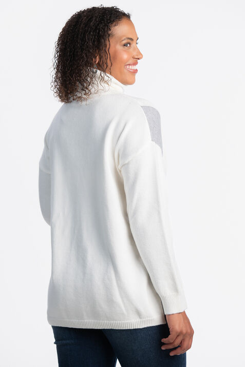 Color Block Turtleneck Sweater , Cream, original
