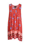 Floral Print Sleeveless Tunic with Pintucks, Red, original image number 0