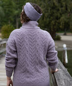 Cable-Knit Mossy Ribbed Solid Turtleneck Sweater, Lavender, original image number 1