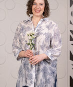 Button-Up Floral Tunic, Navy, original image number 1