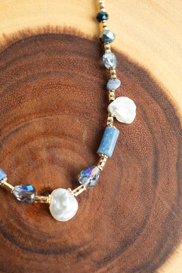 Blue & Gold Necklace Set, Blue, original image number 1