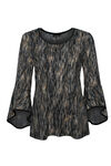 Textured Print with Bell Sleeve, Taupe, original image number 0