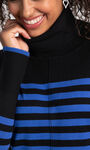 Long Sleeve Striped Cowl Neck Sweater , Blue, original image number 1