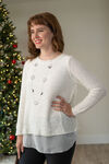 Sparkly Sequin Chiffon Sweater, White, original image number 0