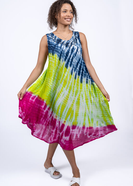 Neon Tie Dye Umbrella Dress, Multi, original