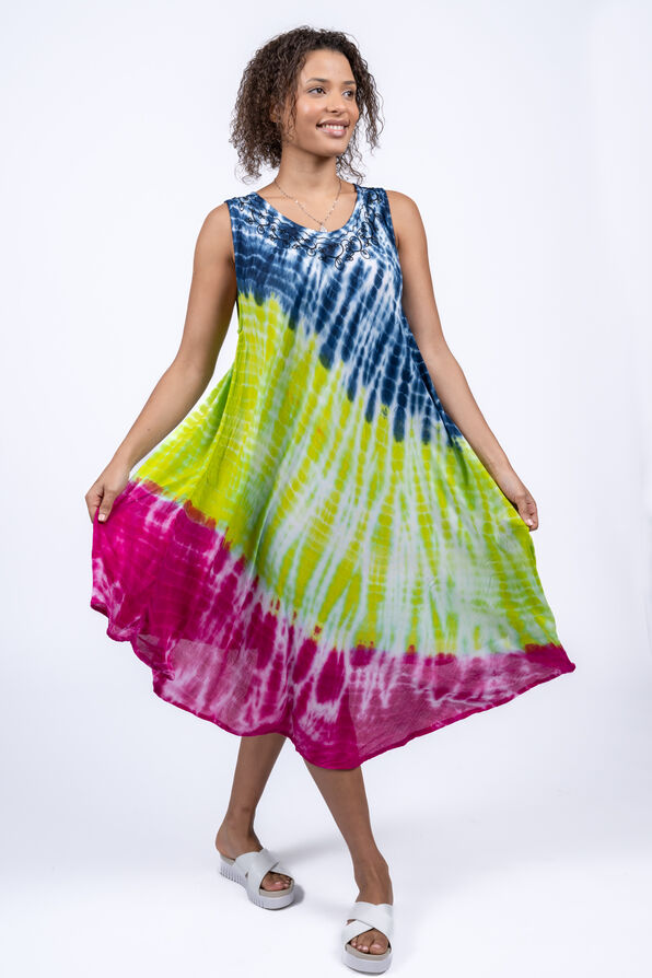 Neon Tie Dye Umbrella Dress, Multi, original image number 0