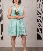 Lace Overlay Babydoll Dress, Aqua, original image number 0