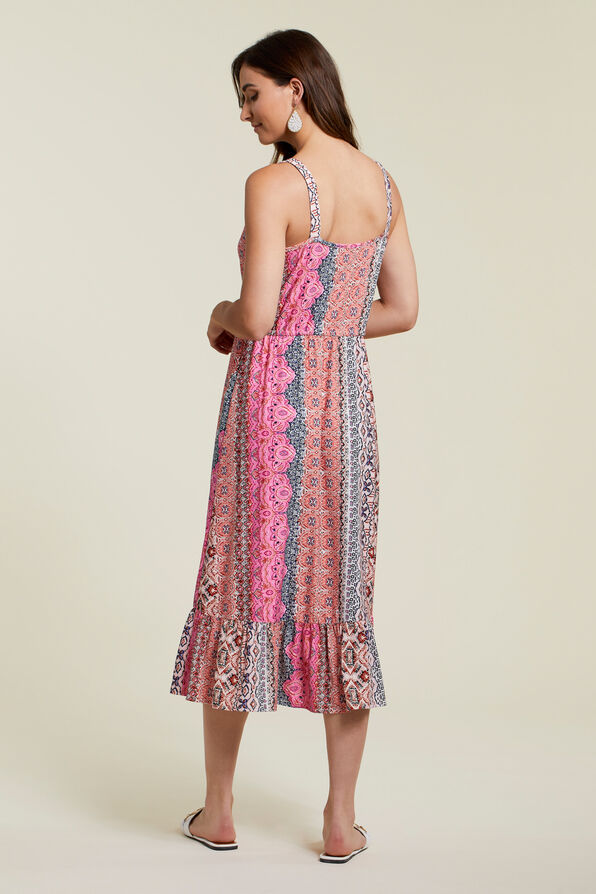 Sleeveless Button Front Midi Dress, Pink, original image number 1
