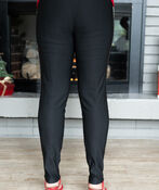 Front-Slit Front-Lined Pants, Black, original image number 1
