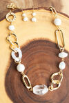 Large Chain Link Necklace Set, Gold, original image number 0