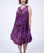 Sleeveless Marble Umbrella Dress, Lavender, original image number 0