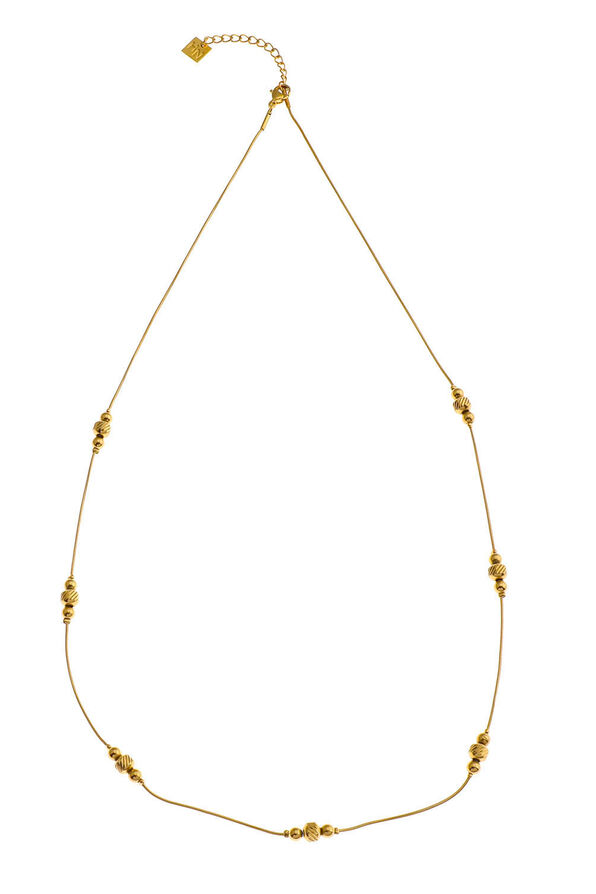 PAULINA Delicate Beaded Chain Necklace, Gold, original image number 4