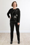 Boucle Flower Patches Sweater, Black, original image number 0