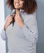 Long Sleeve ¼ Zip Striped Pullover, Black, original image number 1