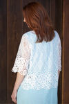 ¾ Sleeve Crochet Lace Short Cardigan, White, original image number 1