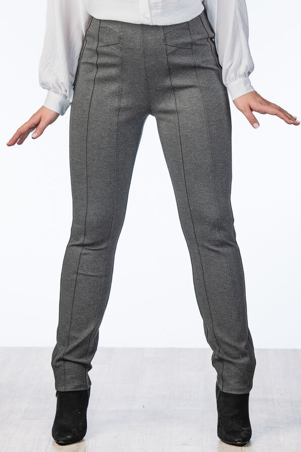 Pipping Pinned Pull-On Skinny Stretchy Pants, Charcoal, original image number 1