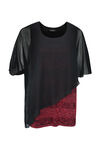 Poncho Style Glitter and Chiffon Top, Red, original image number 0