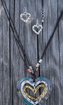 Hammered Heart Necklace Set, Multi, original image number 0