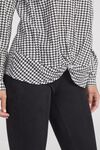 Knotted Houndstooth Button Front, Black, original image number 4