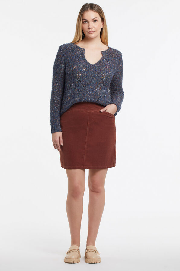Brown Corduroy Squared Skirt, Copper, original image number 0