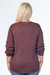 Cable-Knit Shirt-Tail Sweater , Burgundy, original image number 1