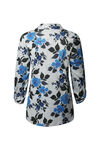Floral Print V-Neck Sweater, Blue, original image number 1