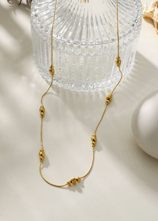 PAULINA Delicate Beaded Chain Necklace, Gold, original