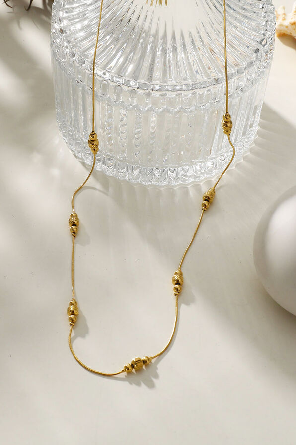 PAULINA Delicate Beaded Chain Necklace, Gold, original image number 0