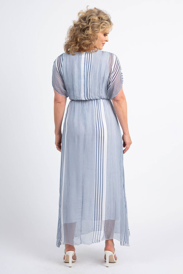 Short Sleeve Sheer Maxi Dress, Blue, original image number 2