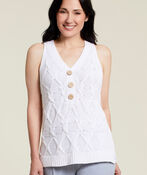 Sleeveless Cable-Knit Sweater, White, original image number 0