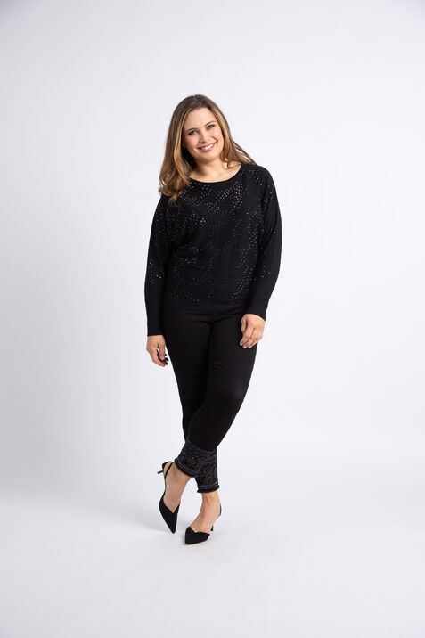 Dolman Sleeve Jeweled Sweater , Black, original