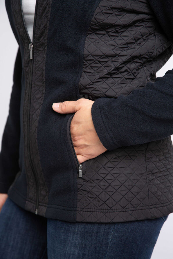 Quilted Polar Fleece Jacket , Black, original image number 3