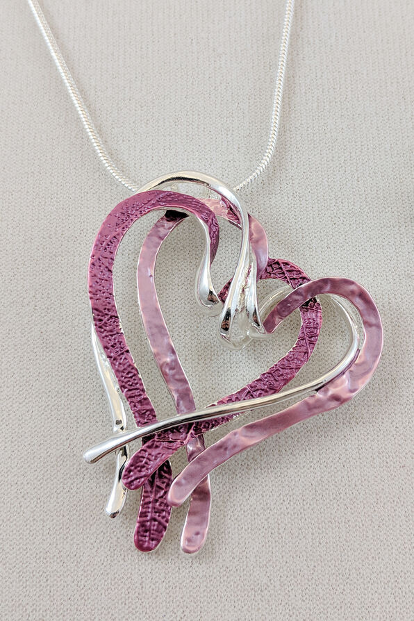 Intertwined Hearts Necklace and Earrings Set, Pink, original image number 2