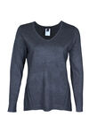 Raya Ribbed Back V-Neck Sweater, Charcoal, original image number 0