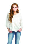 Butterfly Embroidered Lace Batwing Top, , original image number 1