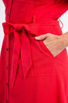 Cap Sleeve Midi Shirt Dress, Red, original image number 4