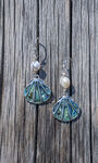 Abalone and Freshwater Pearl Earrings, Silver, original image number 0