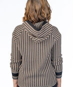 Houndstooth Hood Sweater, Taupe, original image number 2
