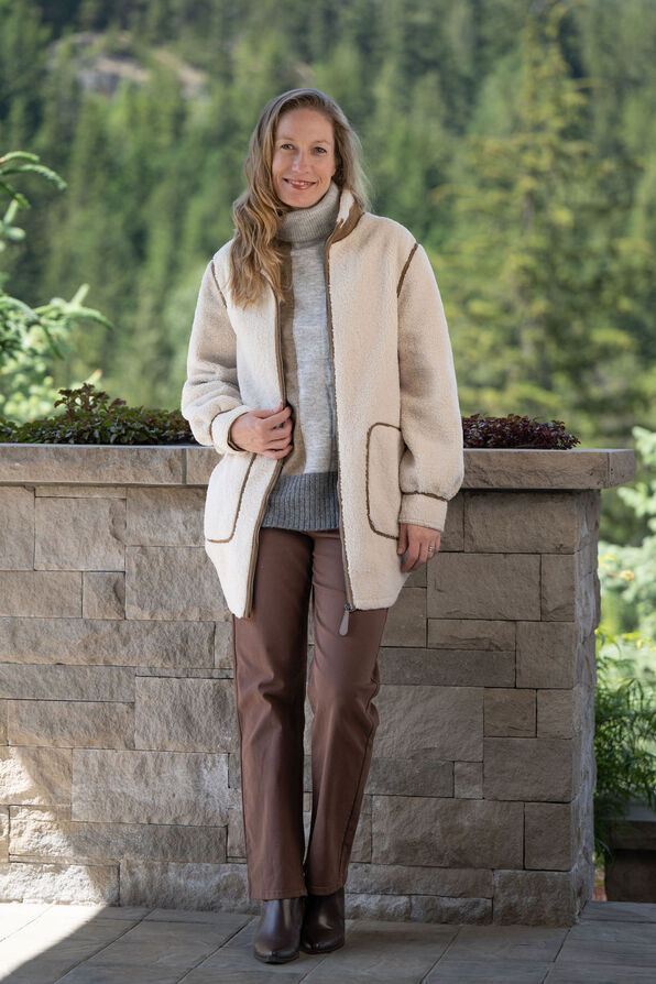 Relaxed Sherpa Jacket, Oatmeal, original image number 1