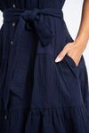 Sleeveless Button-Down Dress, Navy, original image number 4