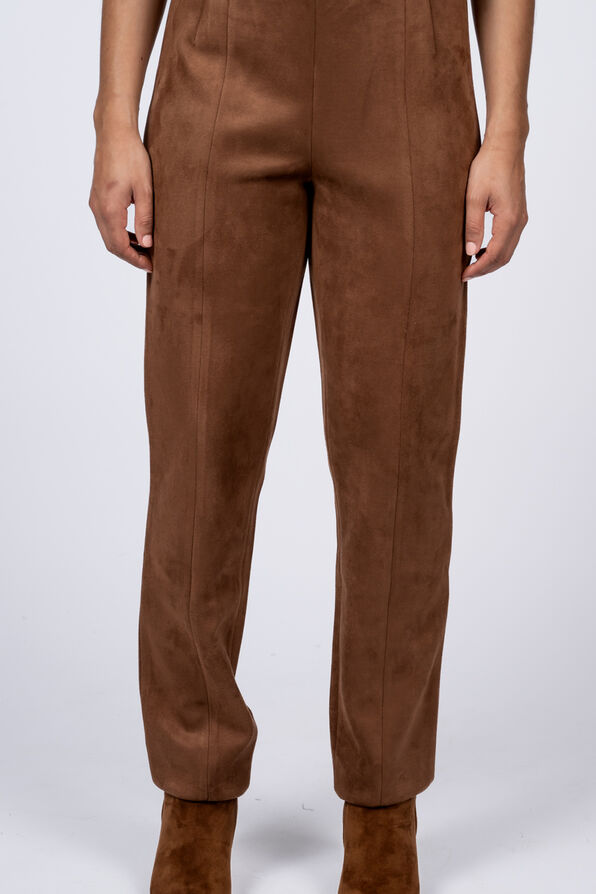 Pull-On Faux Suede Pants, Brown, original image number 1